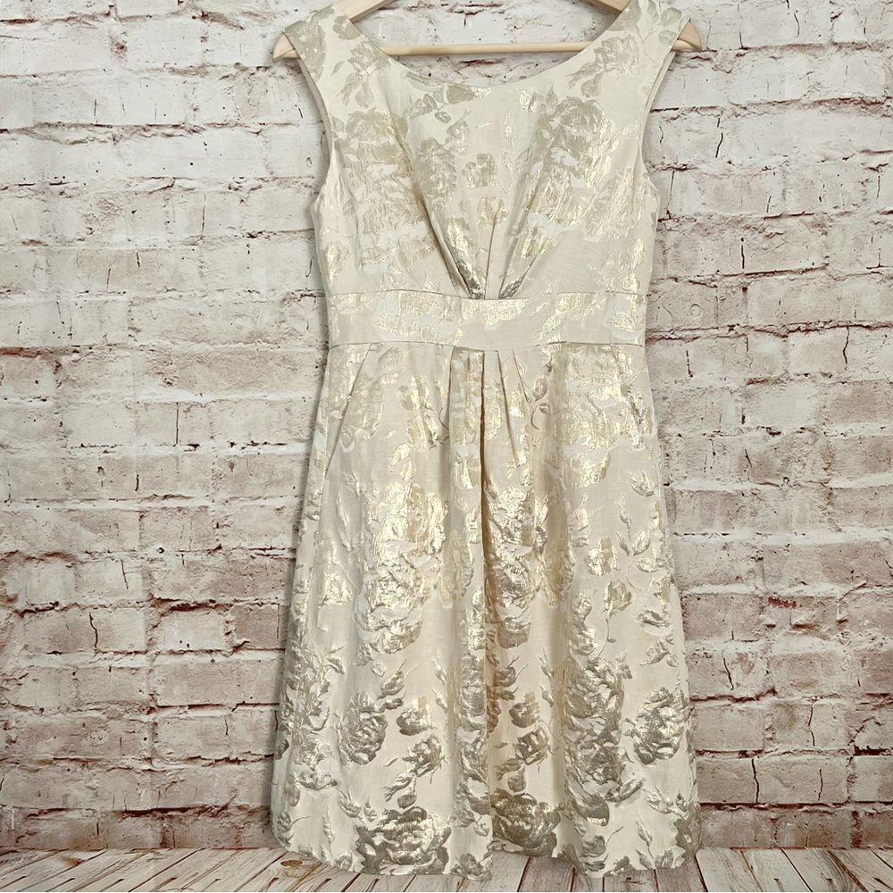 Kate Spade Deanna floral metallic brocade dress